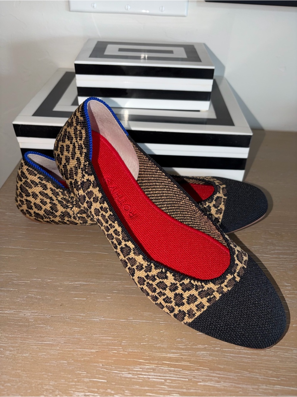 Rothy’s The Square Little Cat leopard cheetah print round toe ballet flats 8 NEW